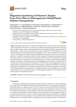 Magnetron Sputtering of Polymeric Targets: from Thin Films to Heterogeneous Metal/Plasma Polymer Nanoparticles