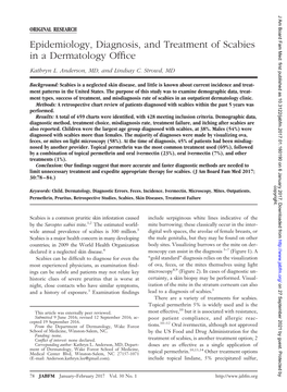 Epidemiology, Diagnosis, and Treatment of Scabies in a Dermatology Office