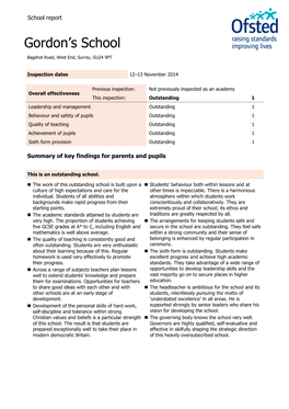 Inspection Report: Gordon’S School, 12–13 November 2014 2 of 10