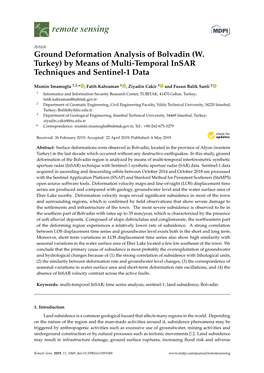 Ground Deformation Analysis of Bolvadin (W