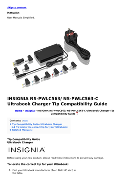 NS-PWLC563-C Ultrabook Charger Tip Compatibility Guide