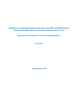 Regulations to Operate the Water Reservoirs of the HPP and PSPP Dniester Cascade with Buffer Reservoir Normal Headwater Level 77.10 M