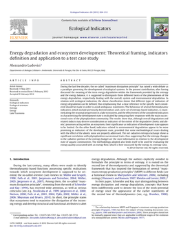 Energy Degradation and Ecosystem Development: Theoretical Framing, Indicators