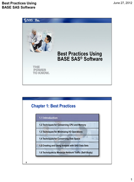 Best Practices Using Base SAS Software