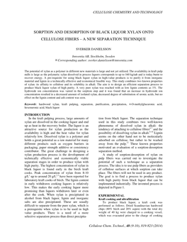 Sorption and Desorption of Black Liquor Xylan Onto Cellulose Fibers – a New Separation Technique