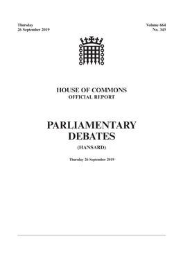 House of Commons Official Report Parliamentary