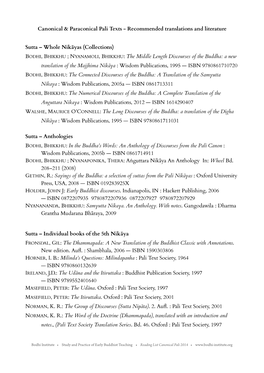 Canonical & Paraconical Pali Texts