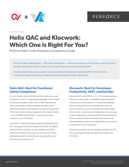 Helix QAC and Klocwork: Which One Is Right for You? Perforce Static Code Analyzers Comparison Guide