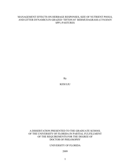 Management Effects on Herbage Responses, Size of Nutrient Pools, and Litter Dynamics in Grazed ‘Tifton 85’ Bermudagrass (Cynodon Spp.) Pastures