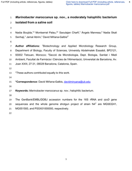 Marinobacter Maroccanus Sp. Nov., a Moderately Halophilic Bacterium Isolated from a Saline Soil