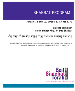 Shabbat Program Shabbat Program