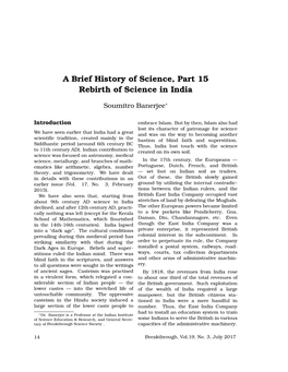Rebirth of Science in India