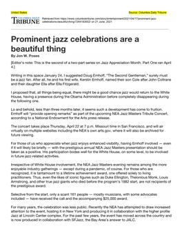 Prominent Jazz Celebrations Are a Beautiful Thing by Jon W