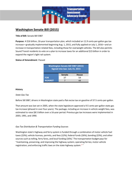 Washington State 2015 Gas Tax Increase