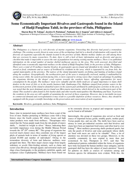 Some Economically Important Bivalves and Gastropods Found in the Island of Hadji Panglima Tahil, in the Province of Sulu, Philippines