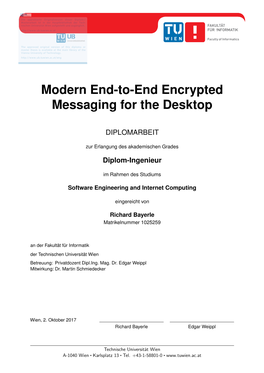 Modern End-To-End Encrypted Messaging for the Desktop