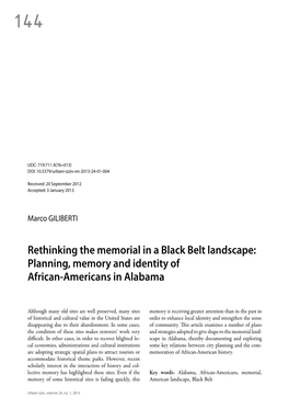 Planning, Memory and Identity of African‑Americans in Alabama