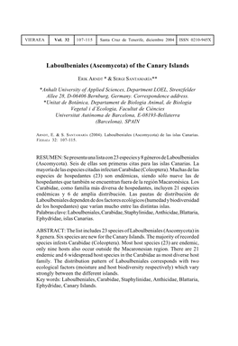 Laboulbeniales (Ascomycota) of the Canary Islands