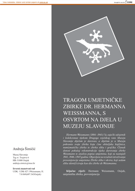 Tragom Umjetničke Zbirke Dr. Hermanna Weissmanna, S Osvrtom Na Djela U Muzeju Slavonije