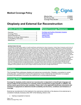 Otoplasty and External Ear Reconstruction