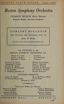 Boston Symphony Orchestra Concert Programs, Season 79, 1959-1960