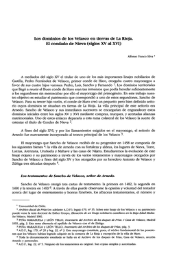 Los Dominios De Los Velasco En Tierras De La Rioja. El Condado De Nieva (Siglos XV Al XVI)