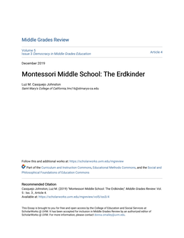 Montessori Middle School: the Erdkinder