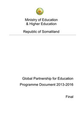 Ministry of Education & Higher Education Republic of Somaliland