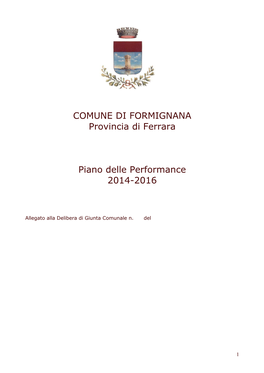 COMUNE DI FORMIGNANA Provincia Di Ferrara Piano Delle Performance