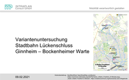 Variantenuntersuchung Stadtbahn Lückenschluss Ginnheim – Bockenheimer Warte