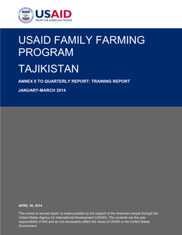 Usaid Family Farming Program Tajikistan