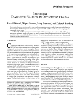 Iridology: Diagnostic Validity in Orthopedic Trauma