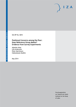 Positional Concerns Among the Poor: Does Reference Group Matter? Evidence from Survey Experiments