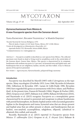 <I>Hymenochaetaceae</I> from MÃ©Xico 6. a New <I>Fuscoporia</I>