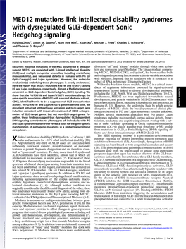 MED12 Mutations Link Intellectual Disability Syndromes with Dysregulated GLI3-Dependent Sonic Hedgehog Signaling