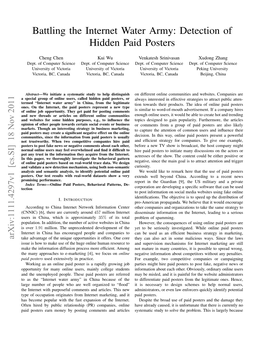 Battling the Internet Water Army: Detection of Hidden Paid Posters