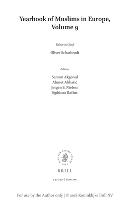 Yearbook of Muslims in Europe, Volume 9