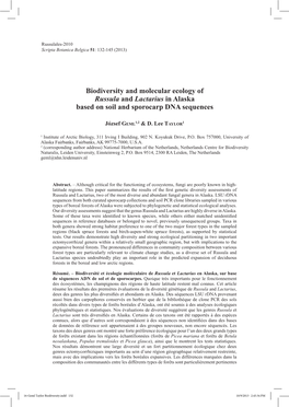 Biodiversity and Molecular Ecology of Russula and Lactarius in Alaska Based on Soil and Sporocarp DNA Sequences