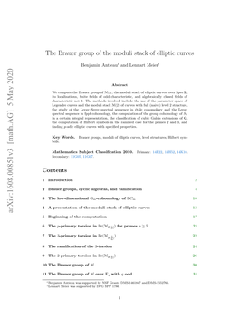 The Brauer Group of the Moduli Stack of Elliptic Curves Over Algebraically Closed ﬁelds of Characteristic 2, J