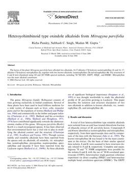 Heteroyohimbinoid Type Oxindole Alkaloids from Mitragyna Parvifolia