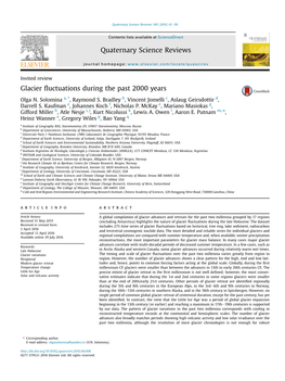Glacier Fluctuations During the Past 2000 Years