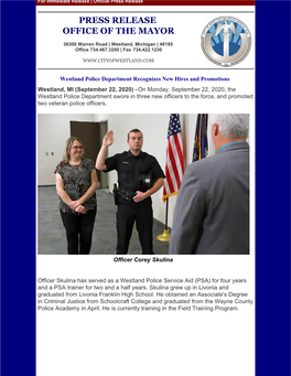 Westland Police Department Recognizes New Hires and Promotions