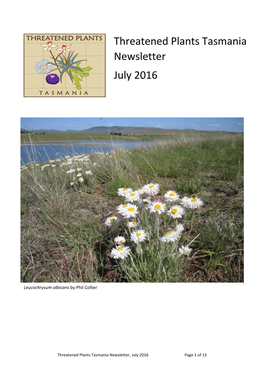 Threatened Plants Tasmania Newsletter July 2016
