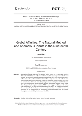 Global Affinities: the Natural Method and Anomalous Plants in the Nineteenth Century Lorelai Kury