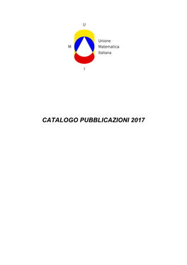 Catalogo Pubblicazioni 2017 Indice