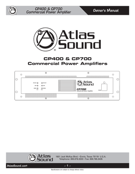 CP400 & CP700 Commercial Power Amplifiers