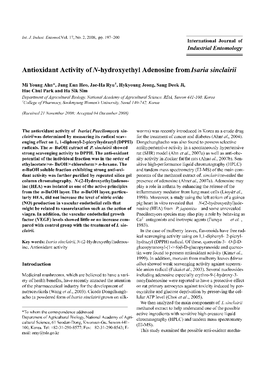 Antioxidant Activity of N-Hydroxyethyl Adenosine from Isaria Sinclairii