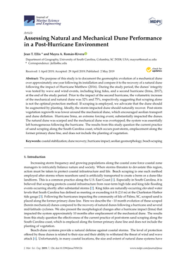 Assessing Natural and Mechanical Dune Performance in a Post-Hurricane Environment