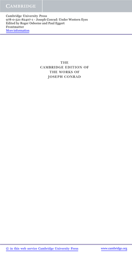 The Cambridge Edition of the Works of Joseph Conrad