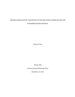 Injurious Exploitation: the Effects of the Sino-Soviet Summit on the 1989